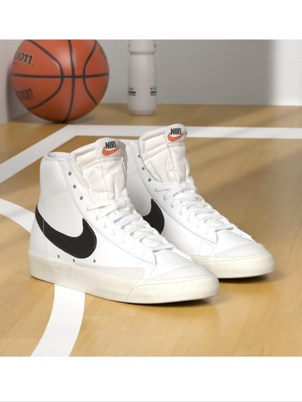 Nike Blazer White High-Top Sneakers with Black Swoosh